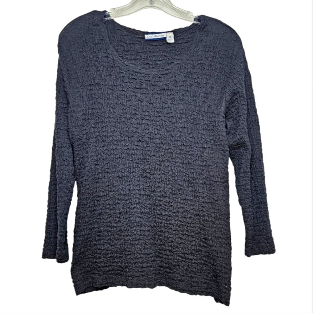 Croft and Barrow Long Sleeve Lightweight Black Textured Shirt Medium
